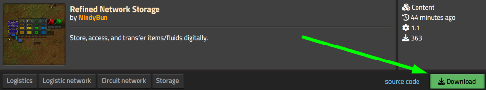 downloading mods on Factorio website