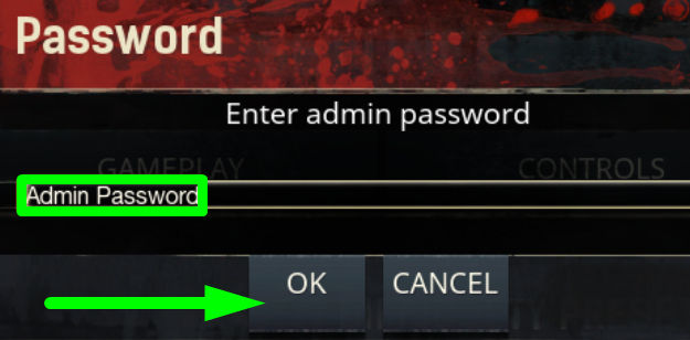 using admin password
