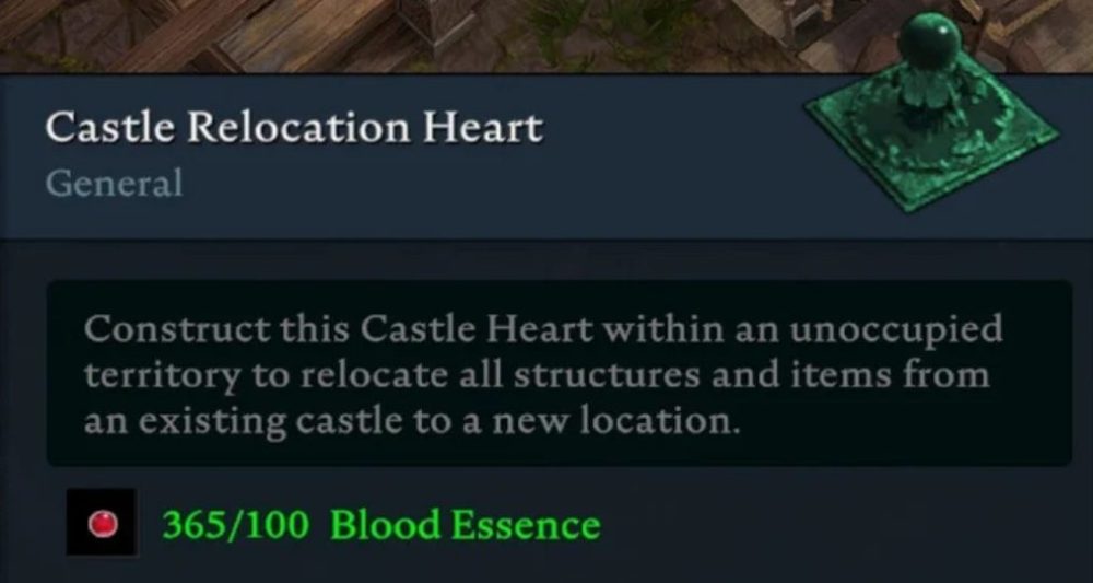 Castle Relocation Heart у V Rising