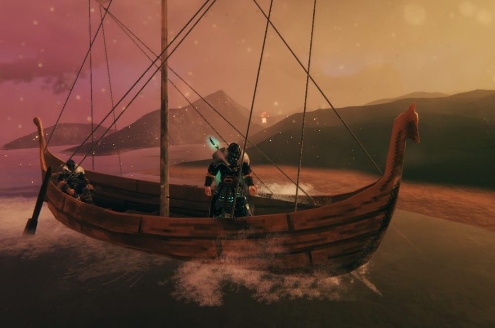 player on boat Ashland Valheim