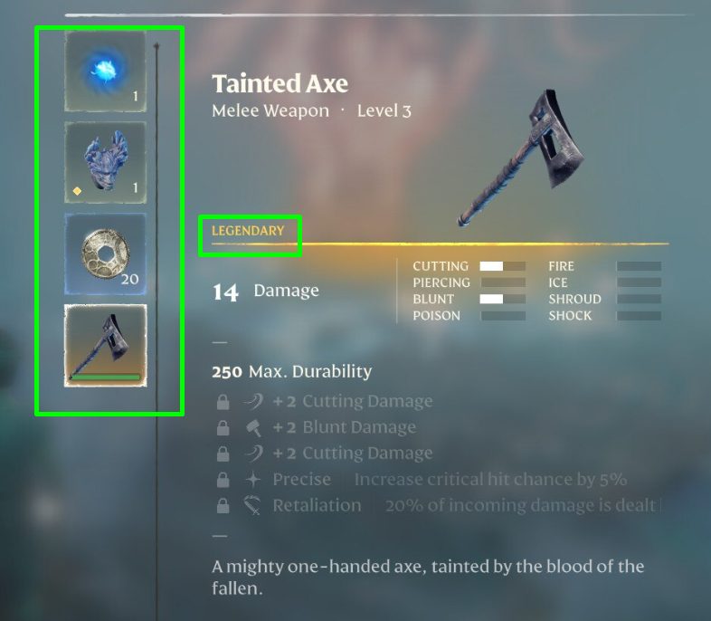 legendary weapon in Enshrouded