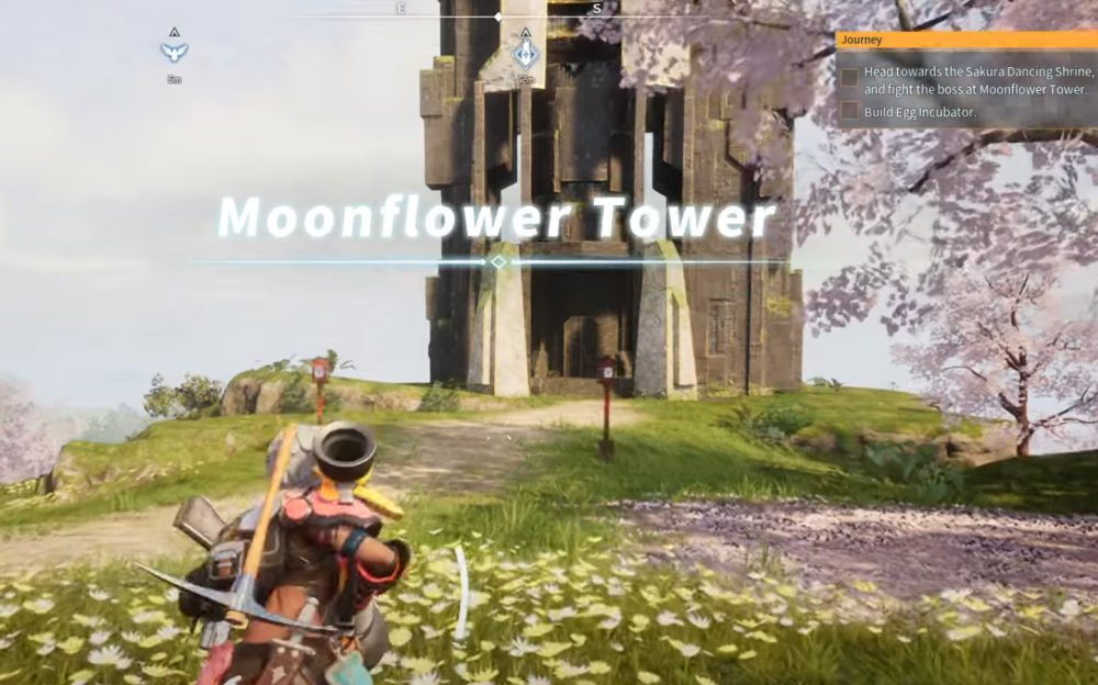 Moonflower tower in Palworld Sakurajima