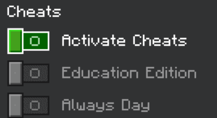 enabling cheats in minecraft bedrock