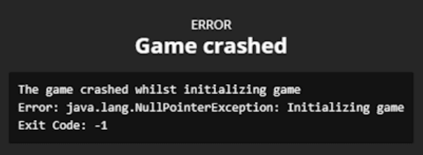 Minecraft Exit Code 1 crash