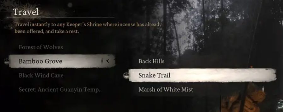 Snake Trail farm location in Black Myth: Wukong