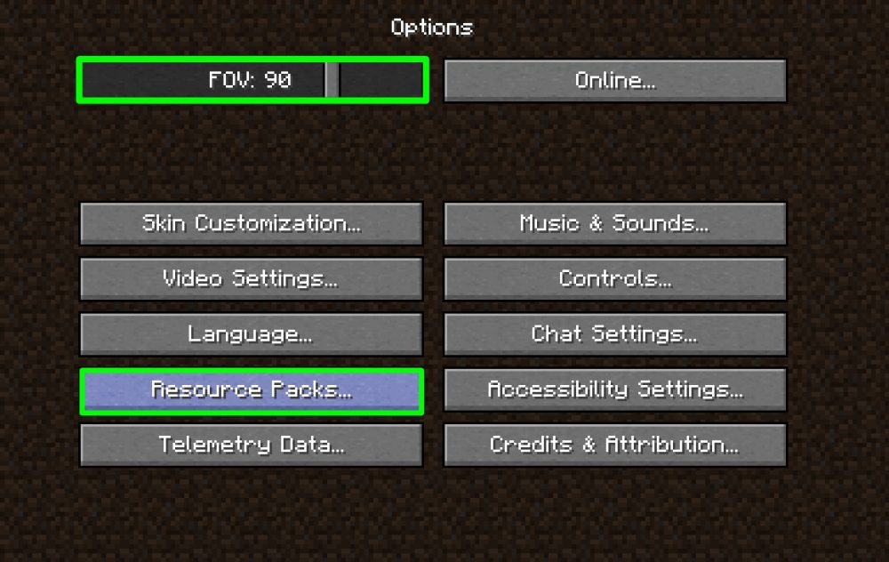 fov setup in minecraft