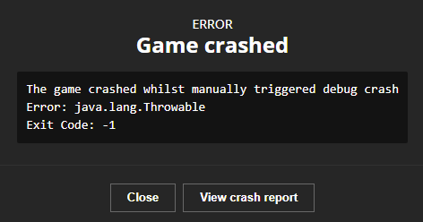 minecraft crashed