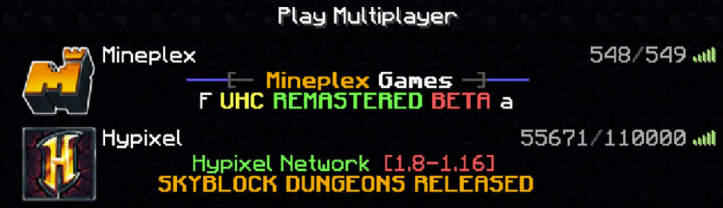 Minecraft servers