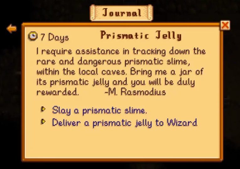 Prismatic Jelly Stardew Valley quest