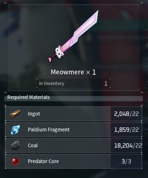 Meowmere Palworld Craft