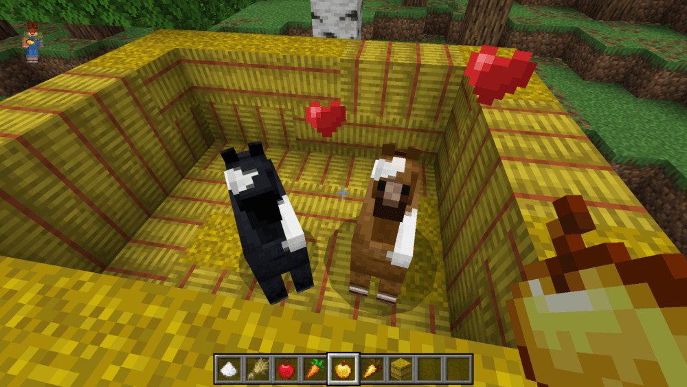 Minecraft horses entering love mode after eating golden apples