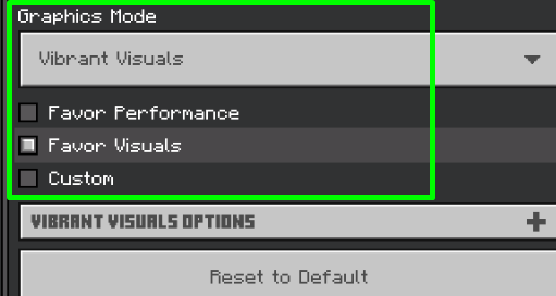 minecraft vibrant visuals settings