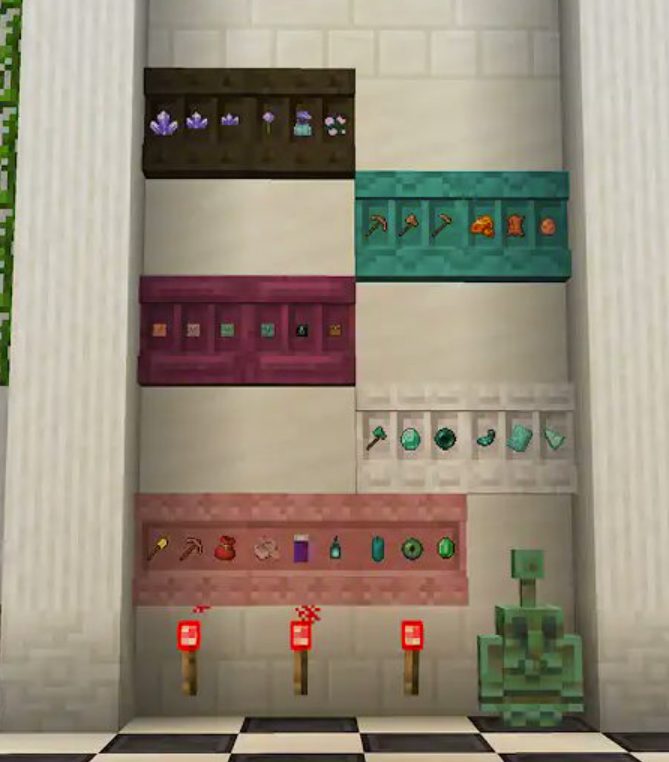 minecraft Powered Shelves