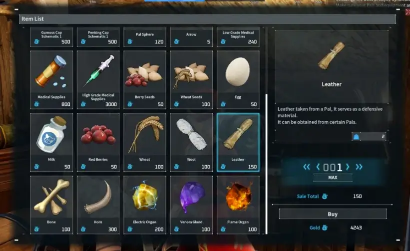 how to get leather palworld