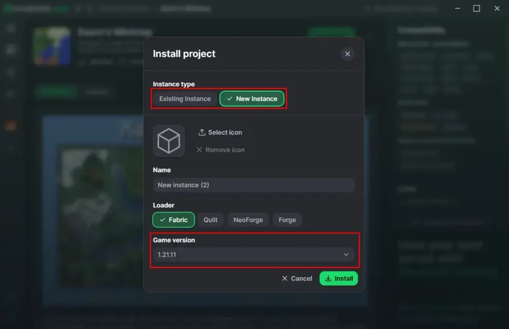 minecraft-fabric-modrinth-install-project