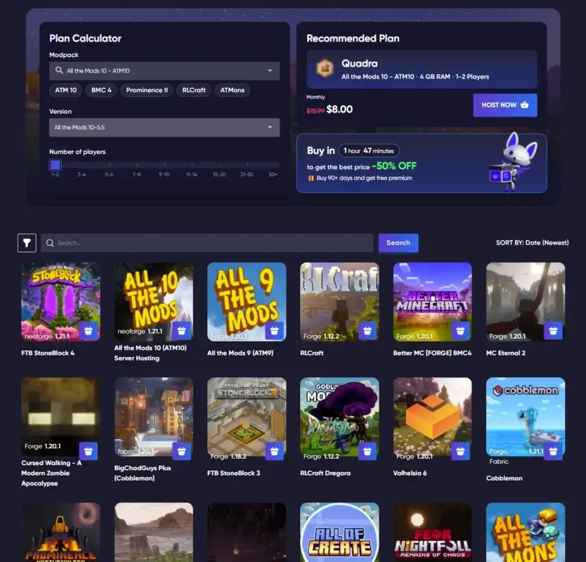 modded minecraft hosting