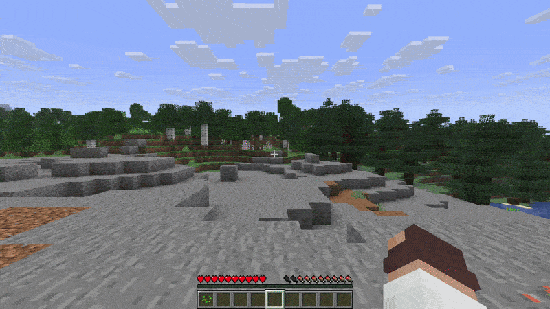 Minecraft rocky plains biome near a forest