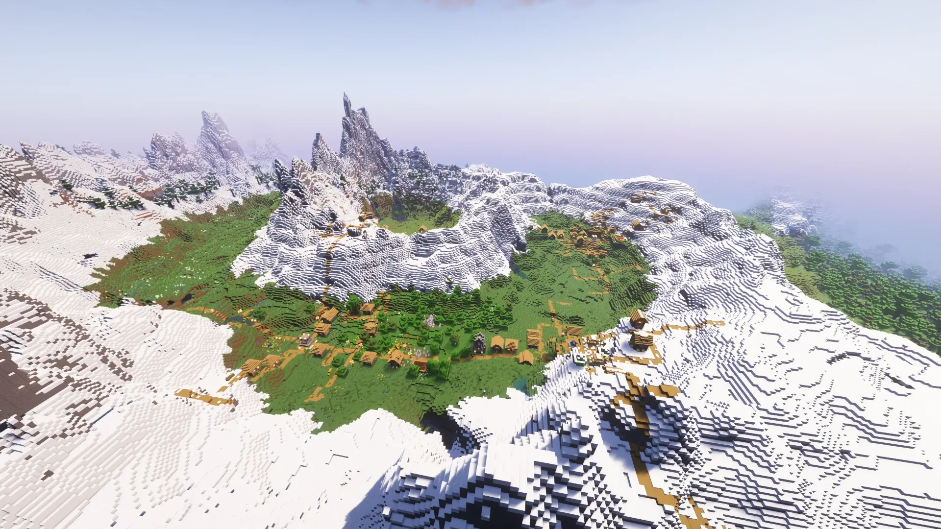 4 Crater Villages with Central Mountain