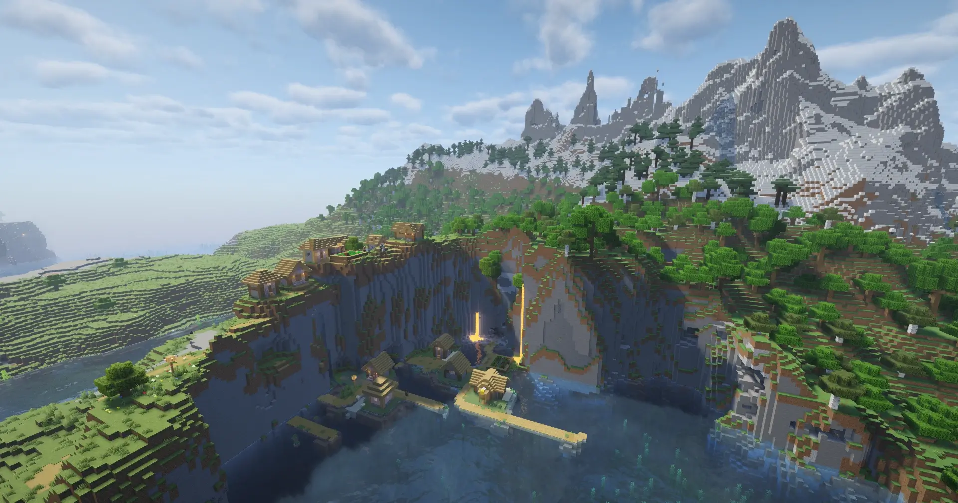 Cliffside Village Snowy Mountain Backdrop