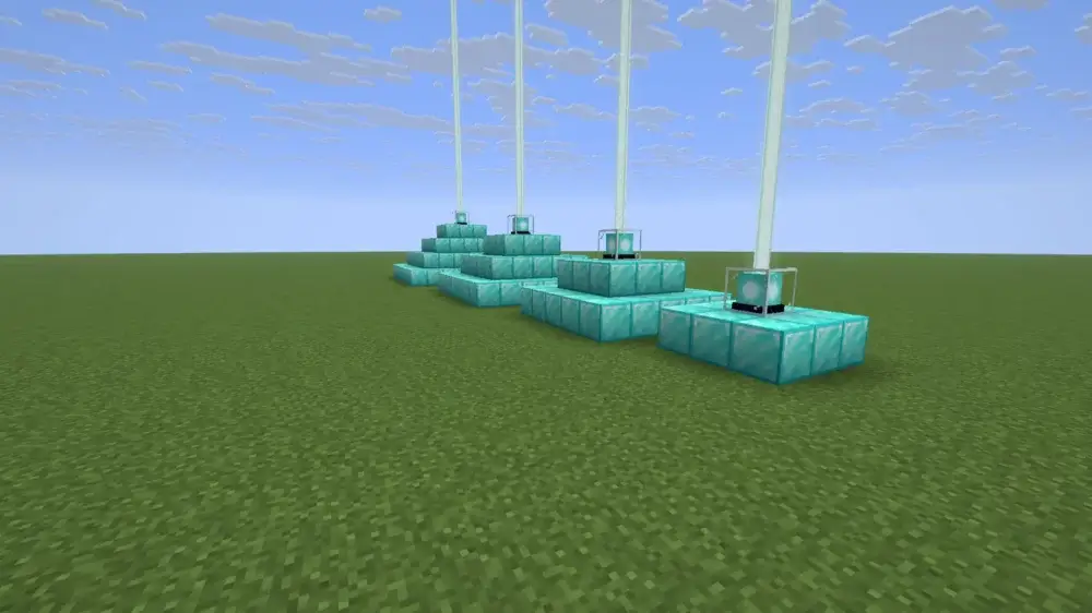 Minecraft beacon pyramid sizes from one to four tiers