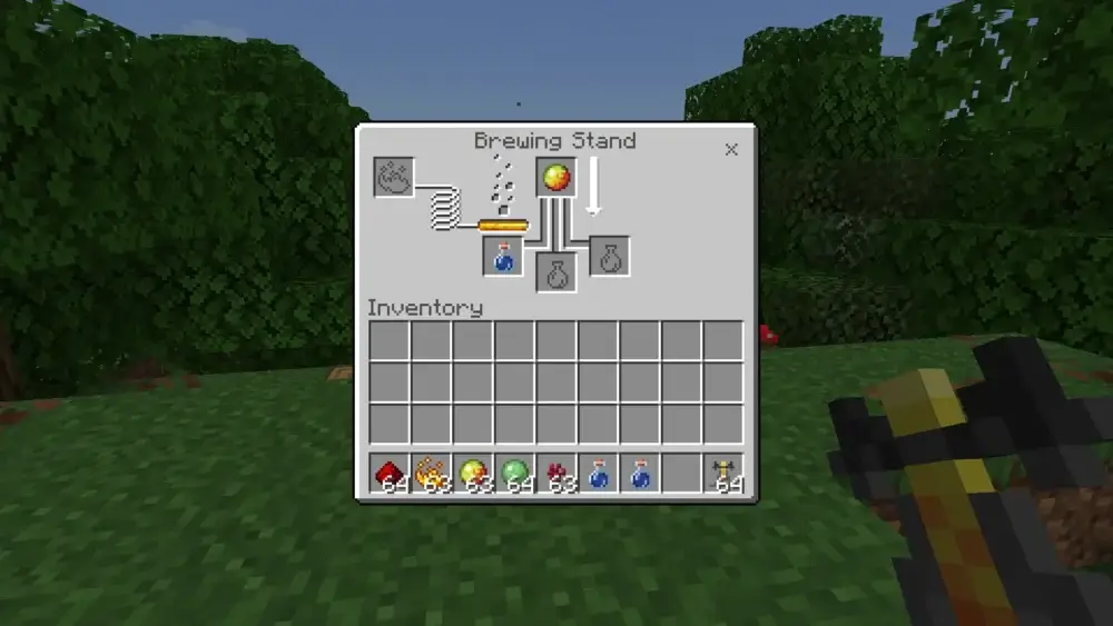Minecraft Brewing Stand using Magma Cream to make a Fire Resistance Potion