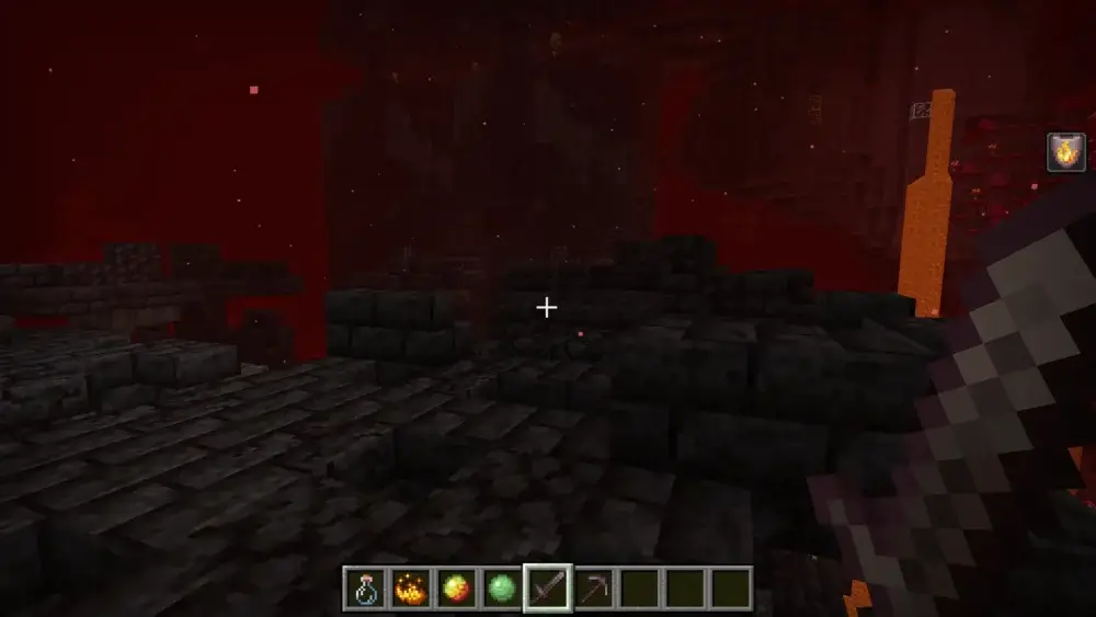 Minecraft Bastion Remnant surrounded by lava while using Fire Resistance