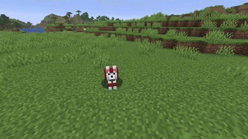 Minecraft wolf wearing armor during a damage protection test