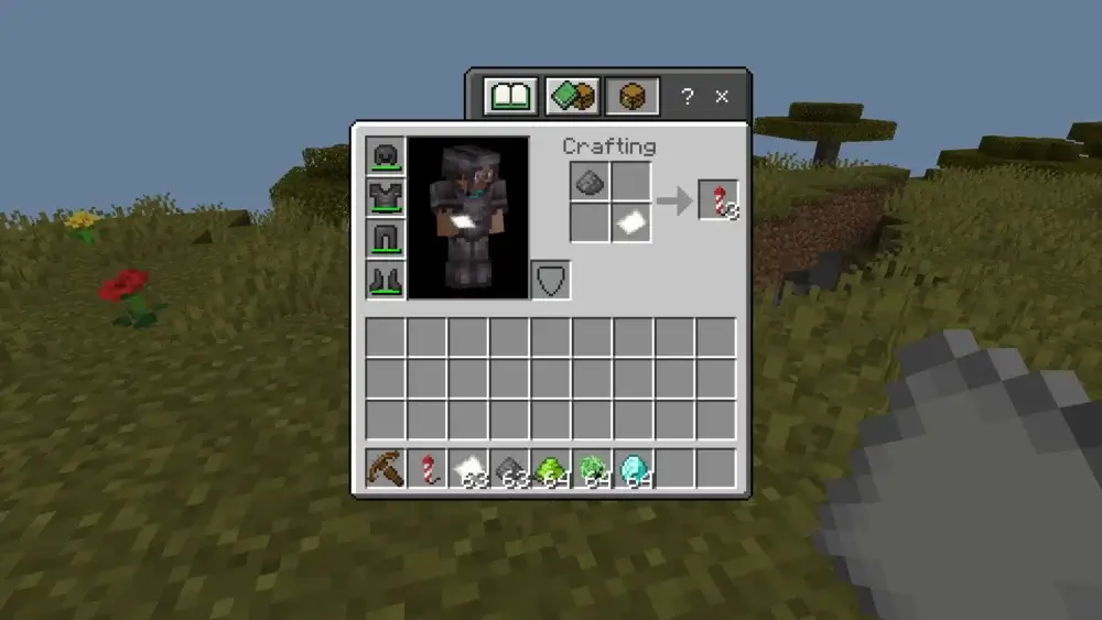 Crafting a basic Firework Rocket in Minecraft with Paper and Gunpowder