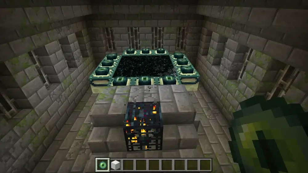 Activated End Portal inside a Minecraft Stronghold