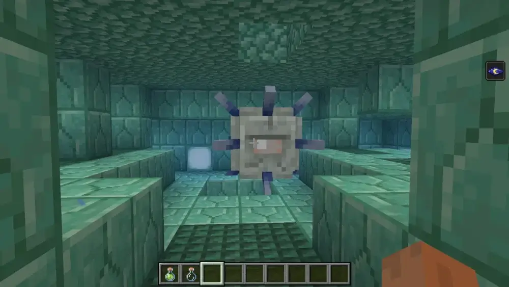 Elder Guardian mob inside a Minecraft Ocean Monument