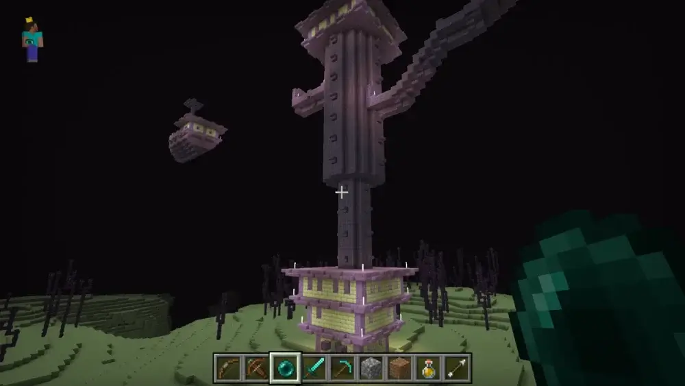 Minecraft End City and End Ship on the outer End islands