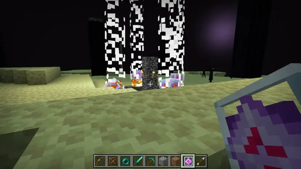 Ender Dragon respawn sequence using four End Crystals