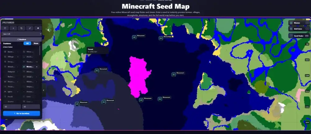 Godlike Minecraft Seed Map Ocean Monument