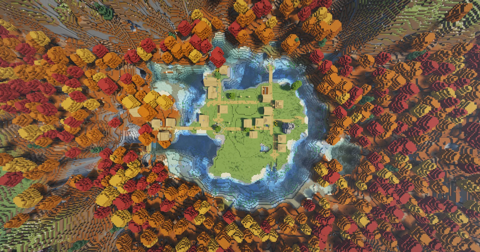 Minecraft Tiny Village Island Top View