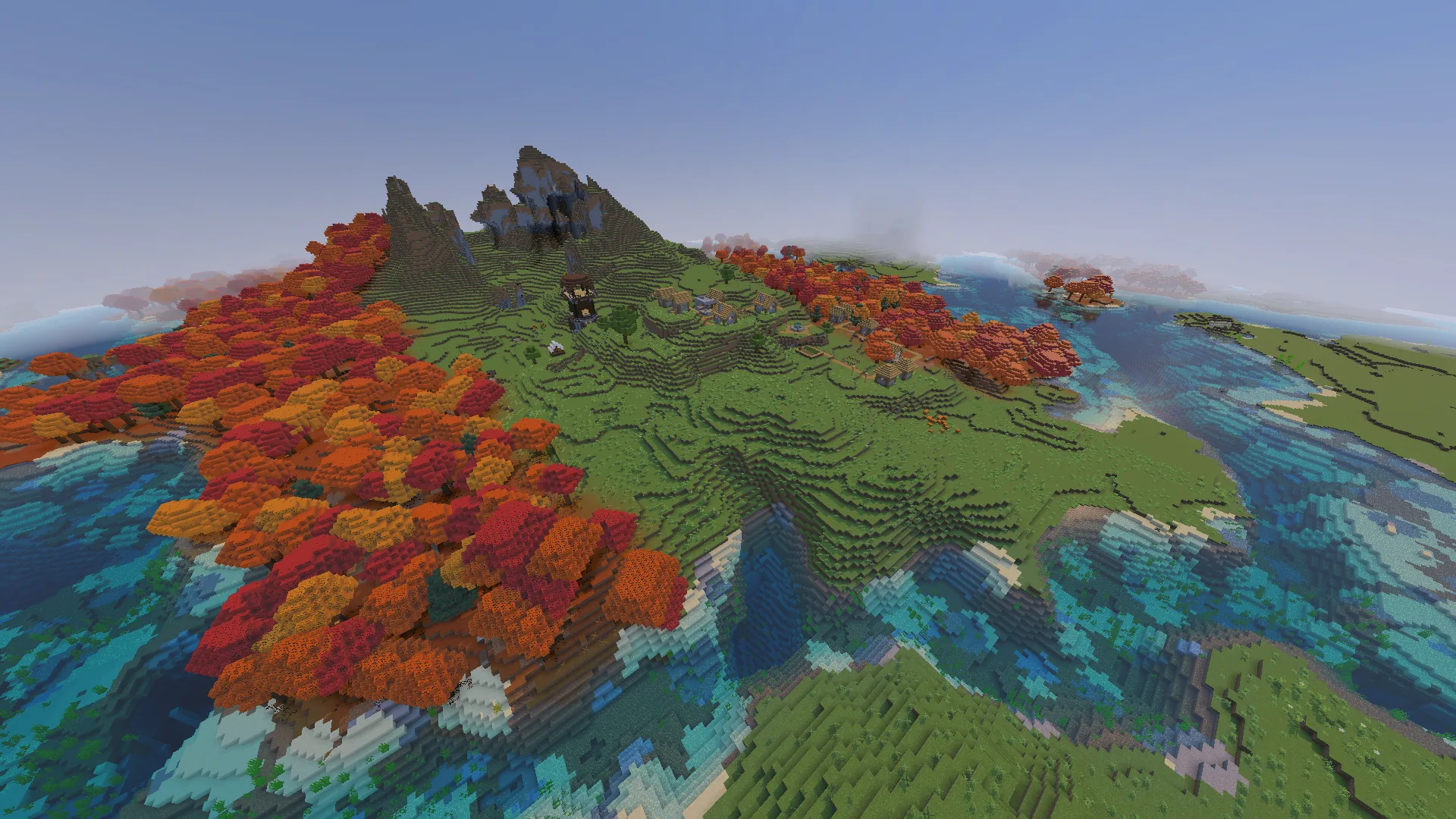 Minecraft Village Between Dappled Forest