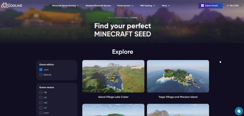 Godlike seed page details