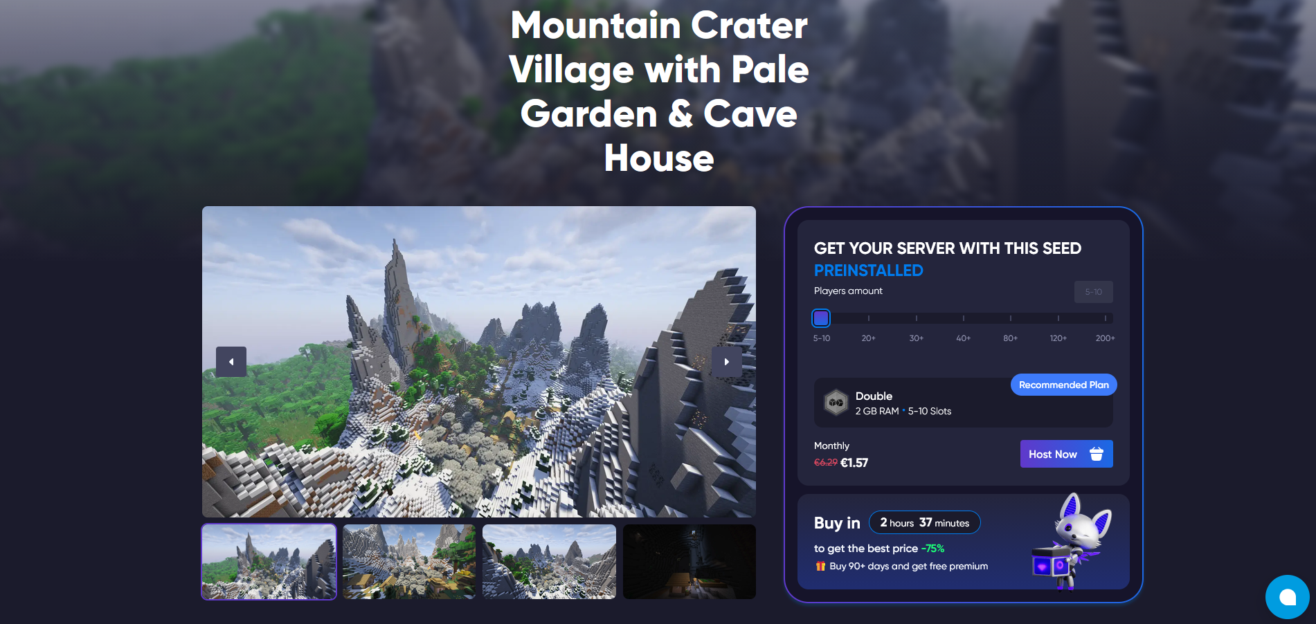 Seed page with a server plan