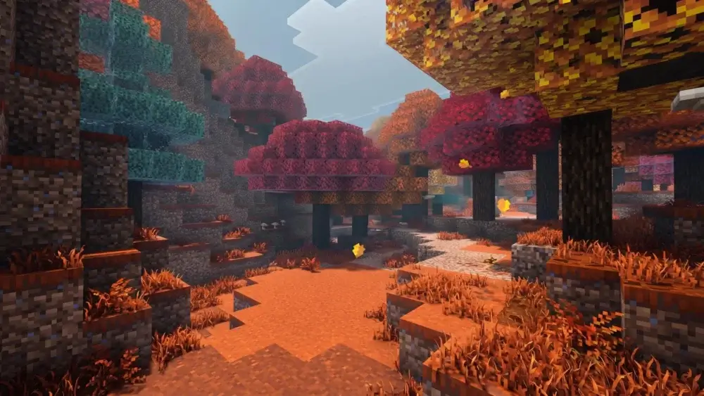 Dappled Forest biome with colorful Poplar Trees in Minecraft 26.3