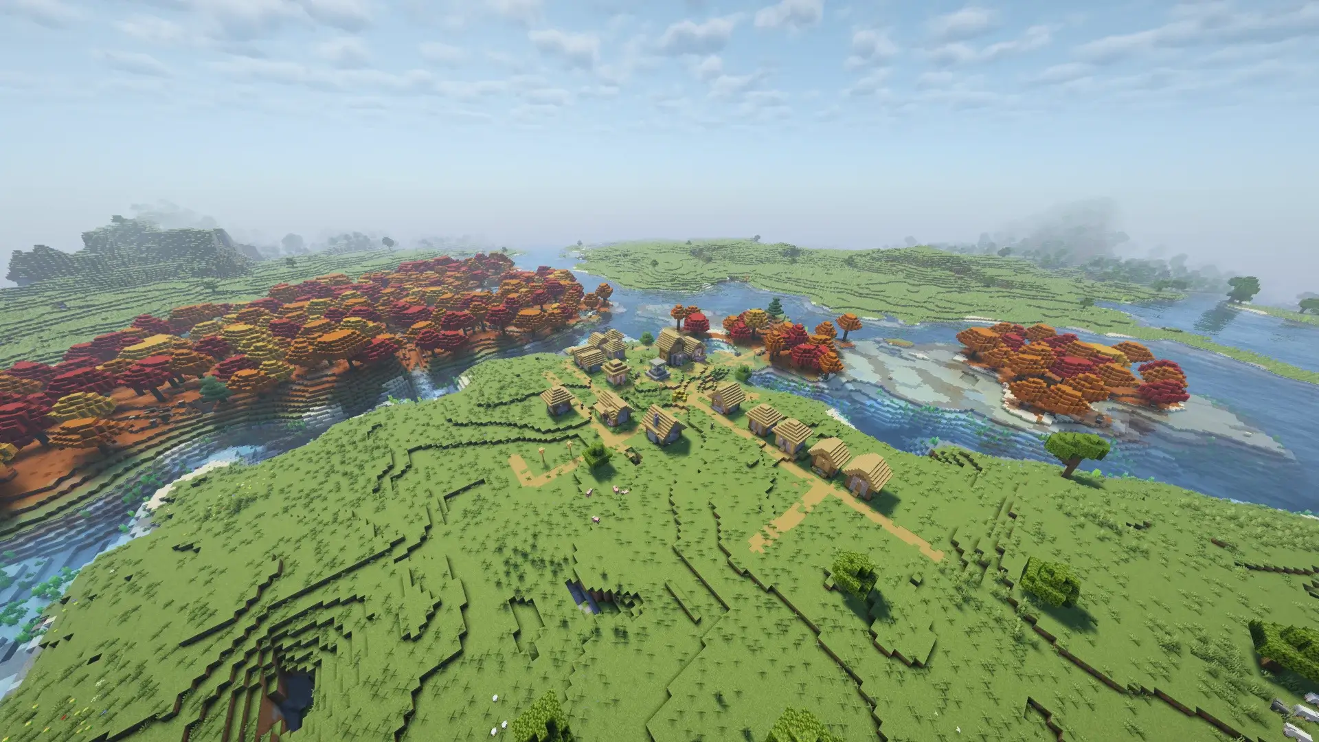Peninsula Village Surrounded By Dappled Forest