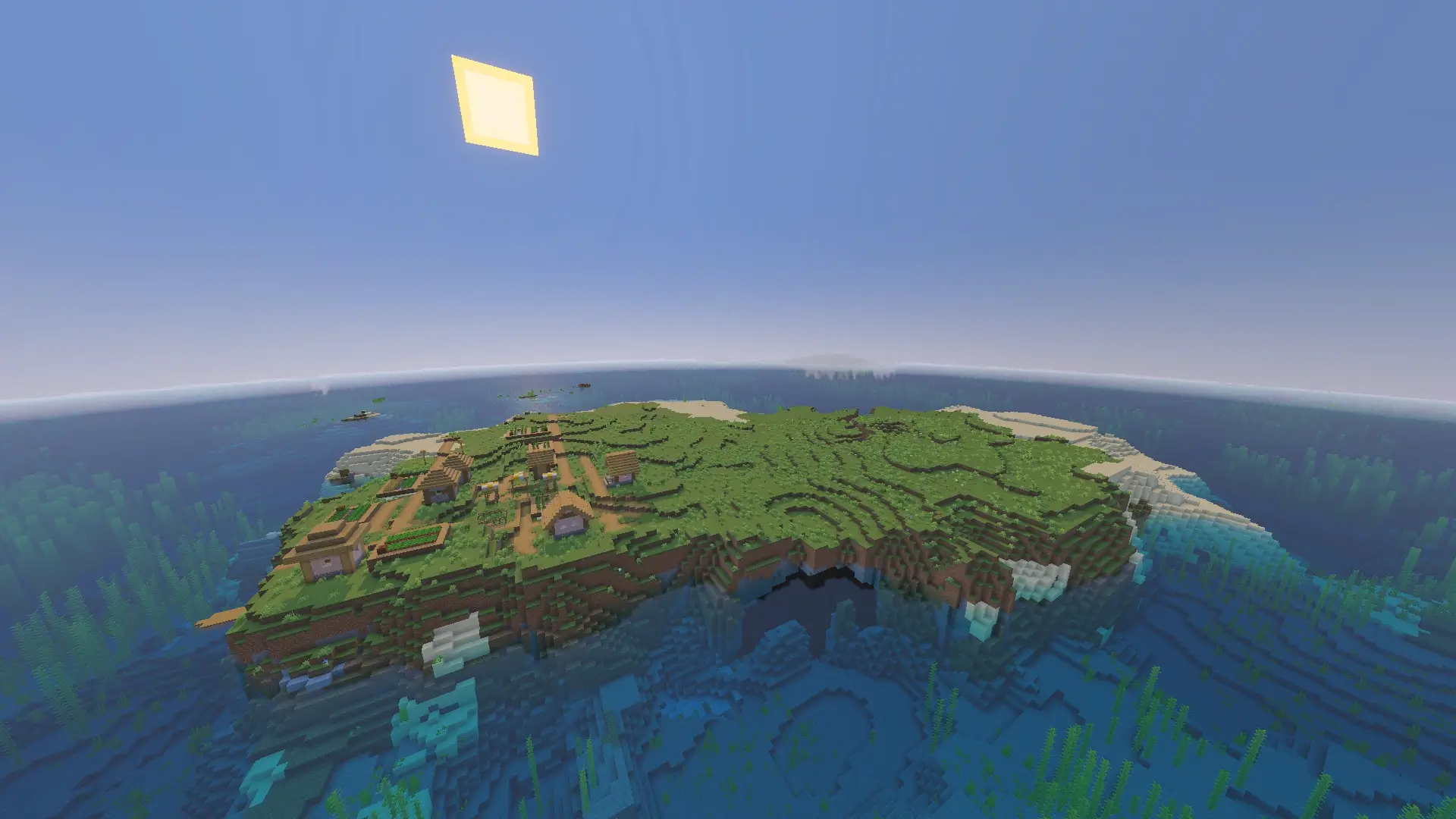 Island Village Across Dappled Forest Biome
