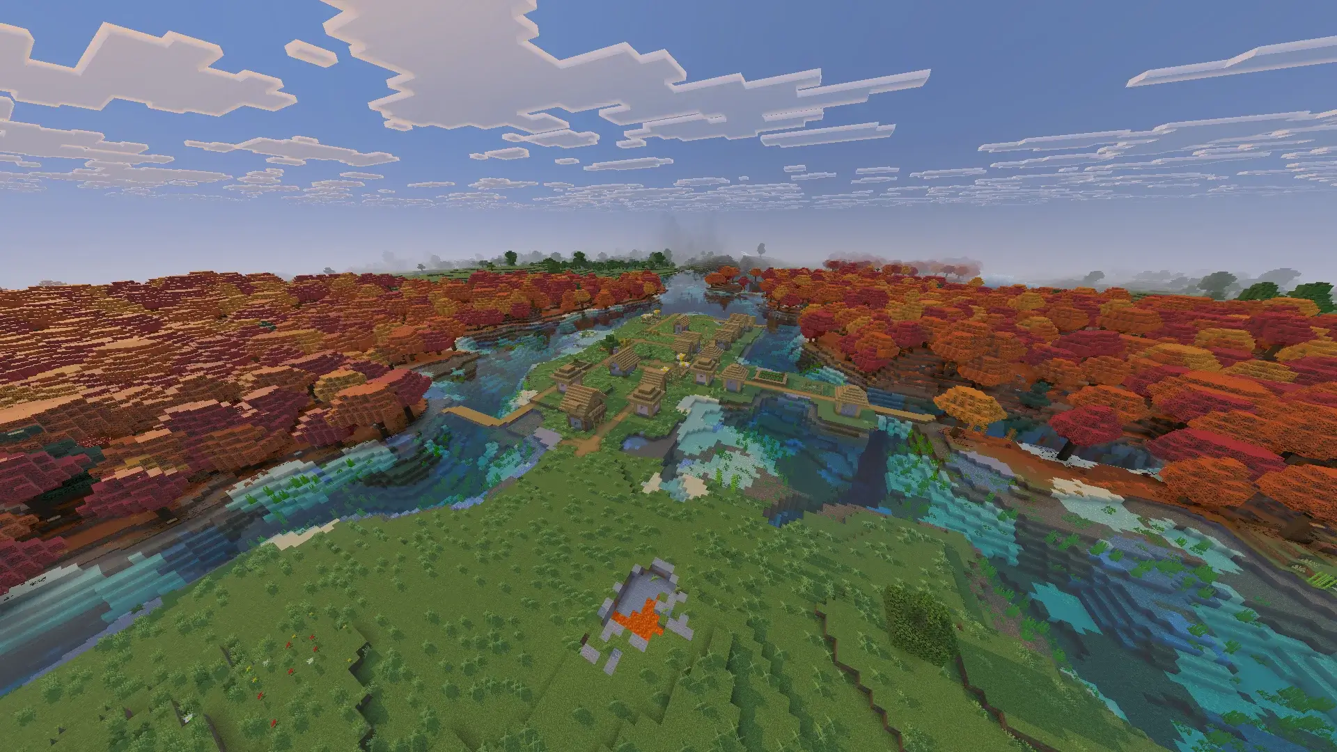 Lake Island Village In Dappled Forest