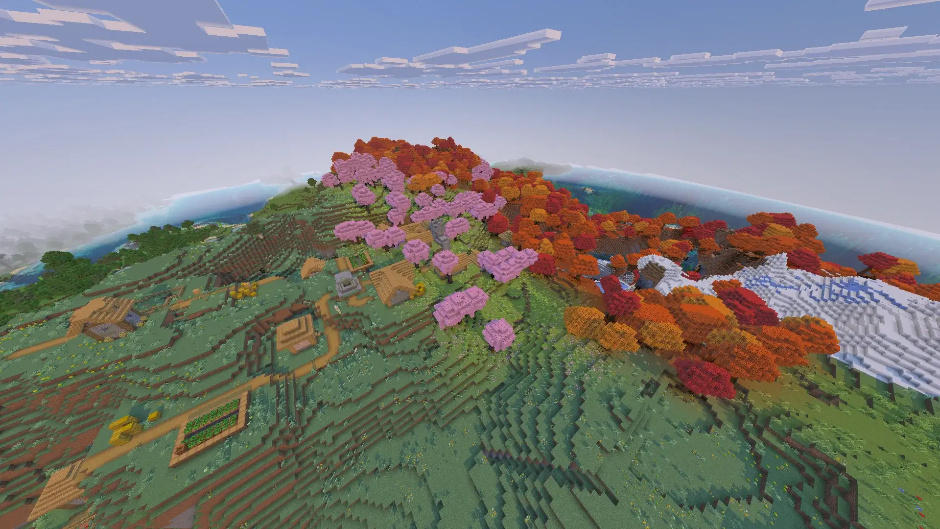 Cherry And Dappled Forest Village Above Huge Cave