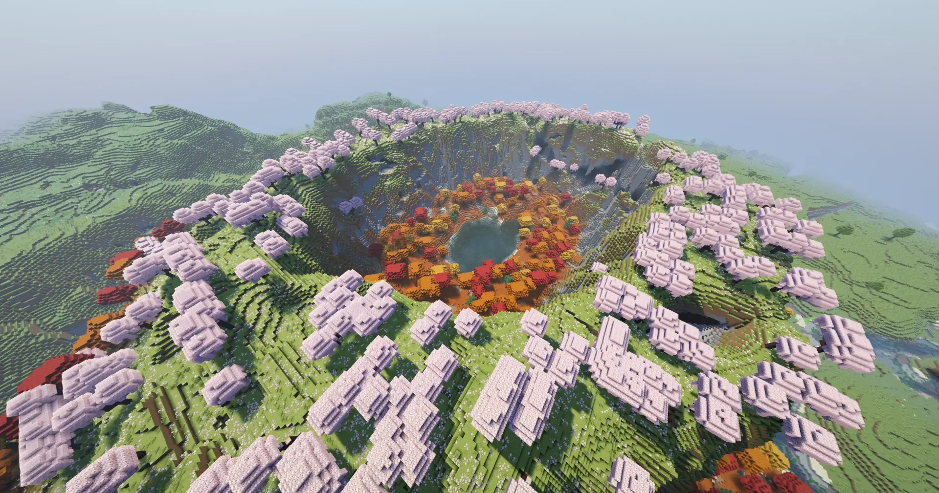 Cherry Blossom Crater Autumn Lake Survival