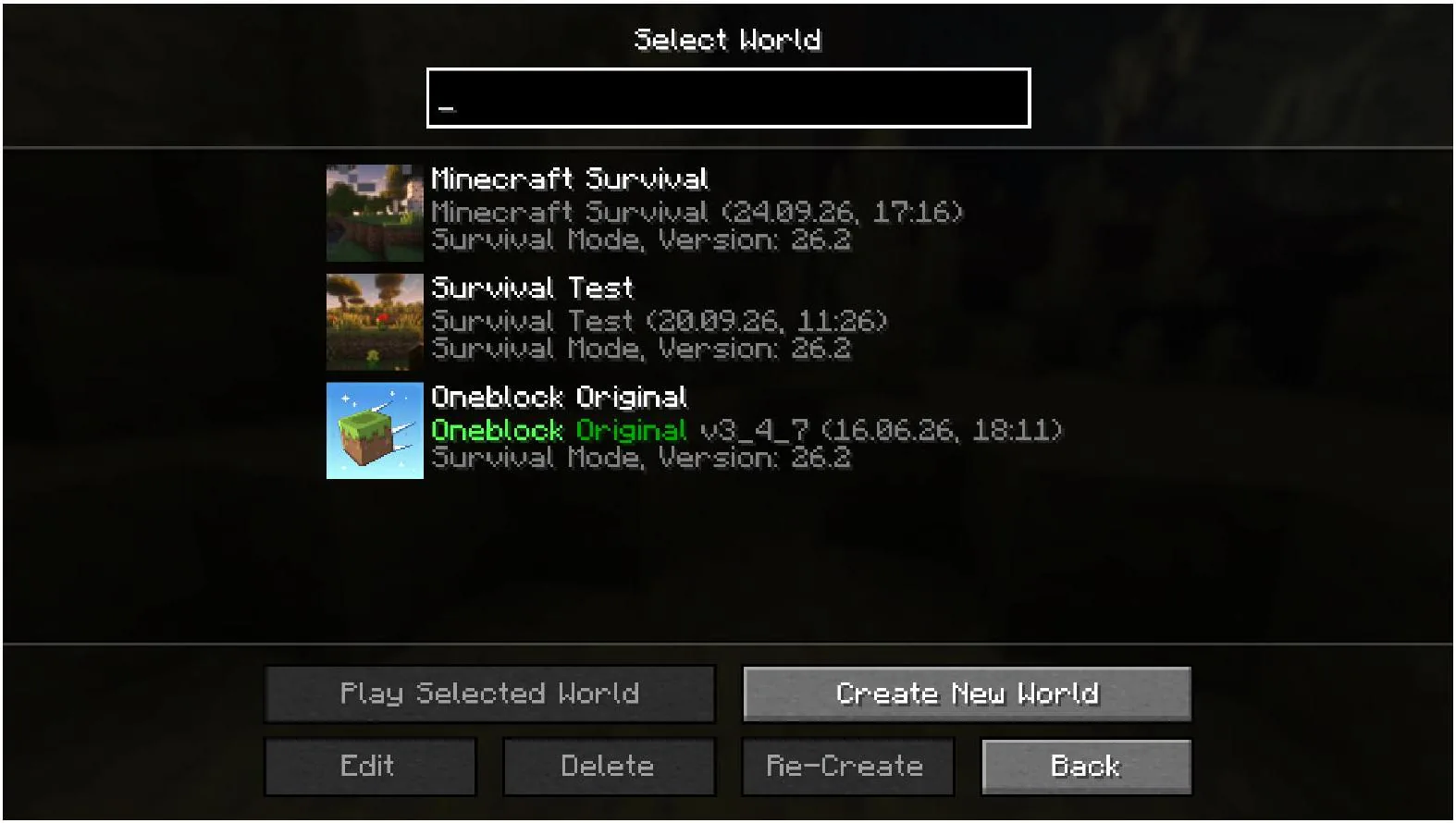 OneBlock Minecraft World