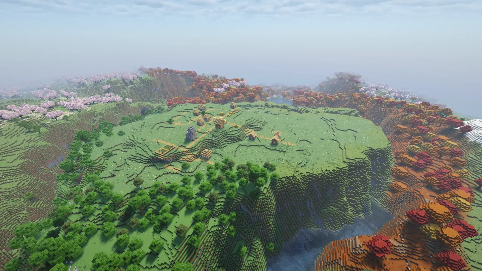 Huge Island Village Dappled forest & Cherry Biome