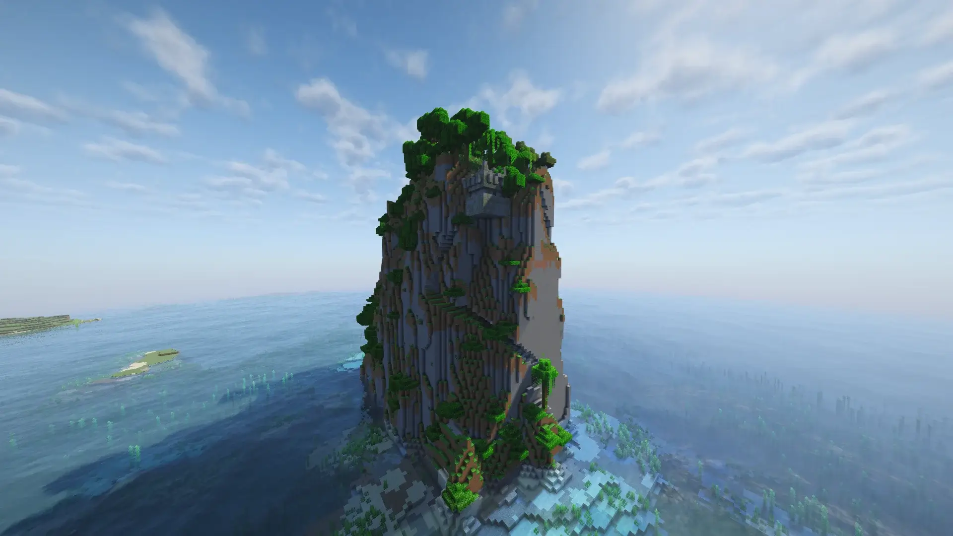 Jungle Temple Atop Ocean Cliff Island - Godlike